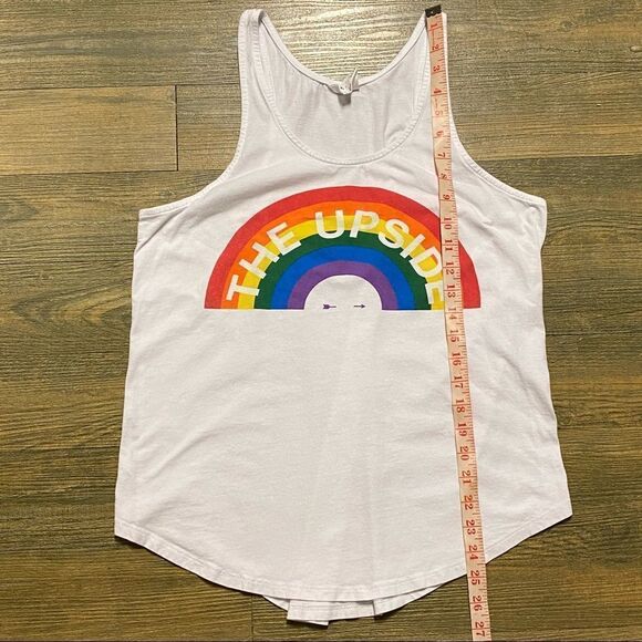The Upside White Large Rainbow Logo Pride Oversized Workout Tank Top 8 M - Picture 7 of 9